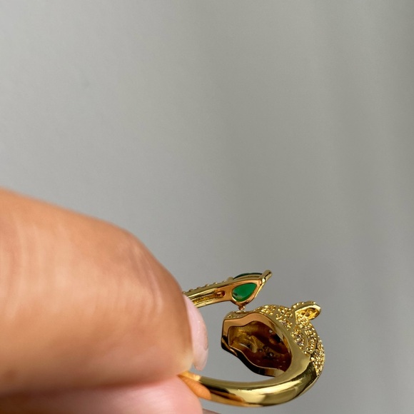 AUTH gold plated and zirconia luxury panthère ring STUNNING - Picture 12 of 14